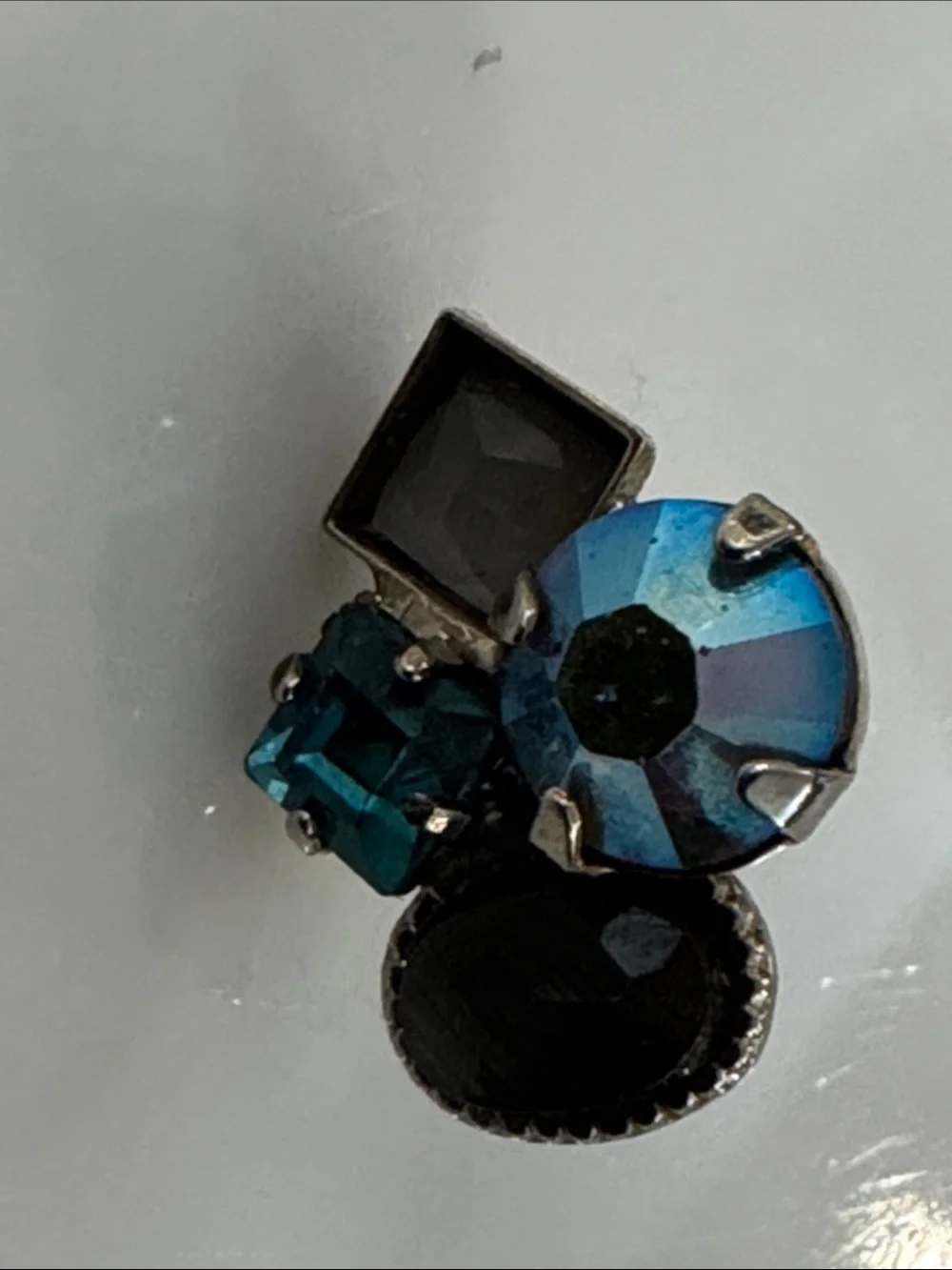 Like new Sorelli crystal and stone blue black silver earrings - Women Jewelry